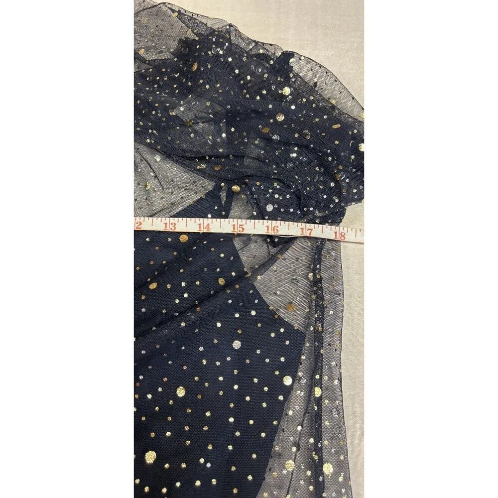 J.Crew Womens S Top Navy Blue Gold Foil Polka Dot Sheer Mesh with Camisole